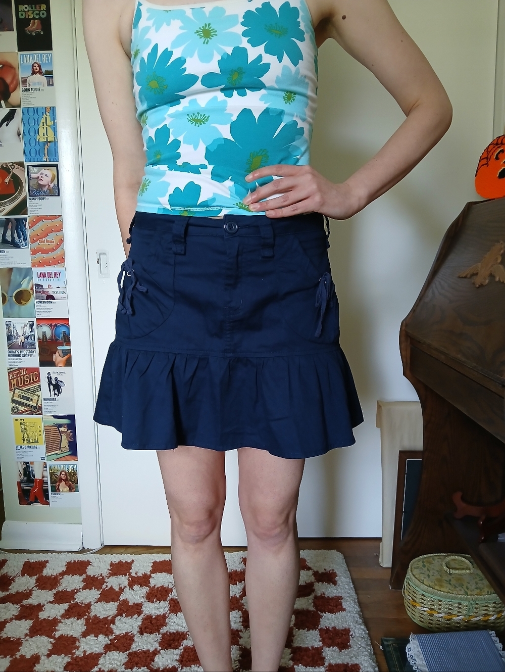 Deadstock Limited Too Y2K Ruffled Navy Blue Cargo Mini Skort